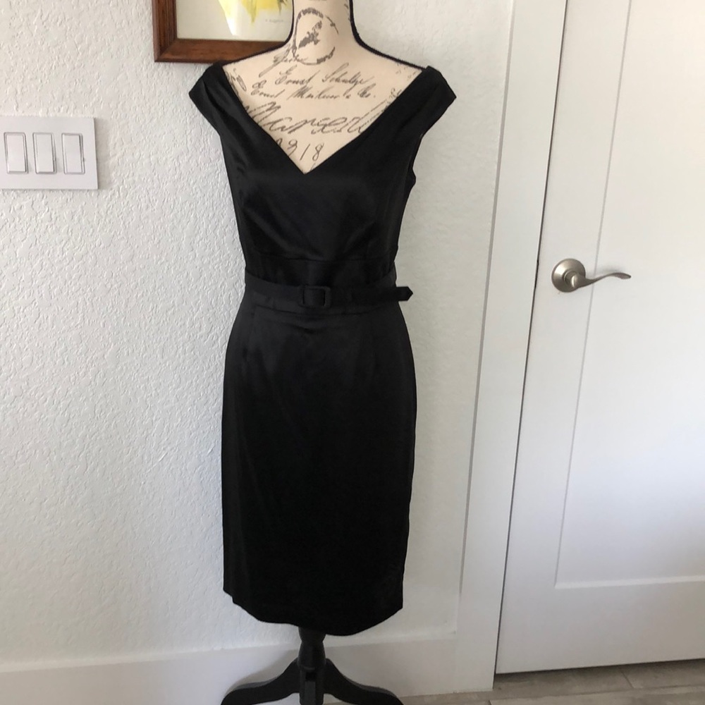 White House black market, black silky dress size 6